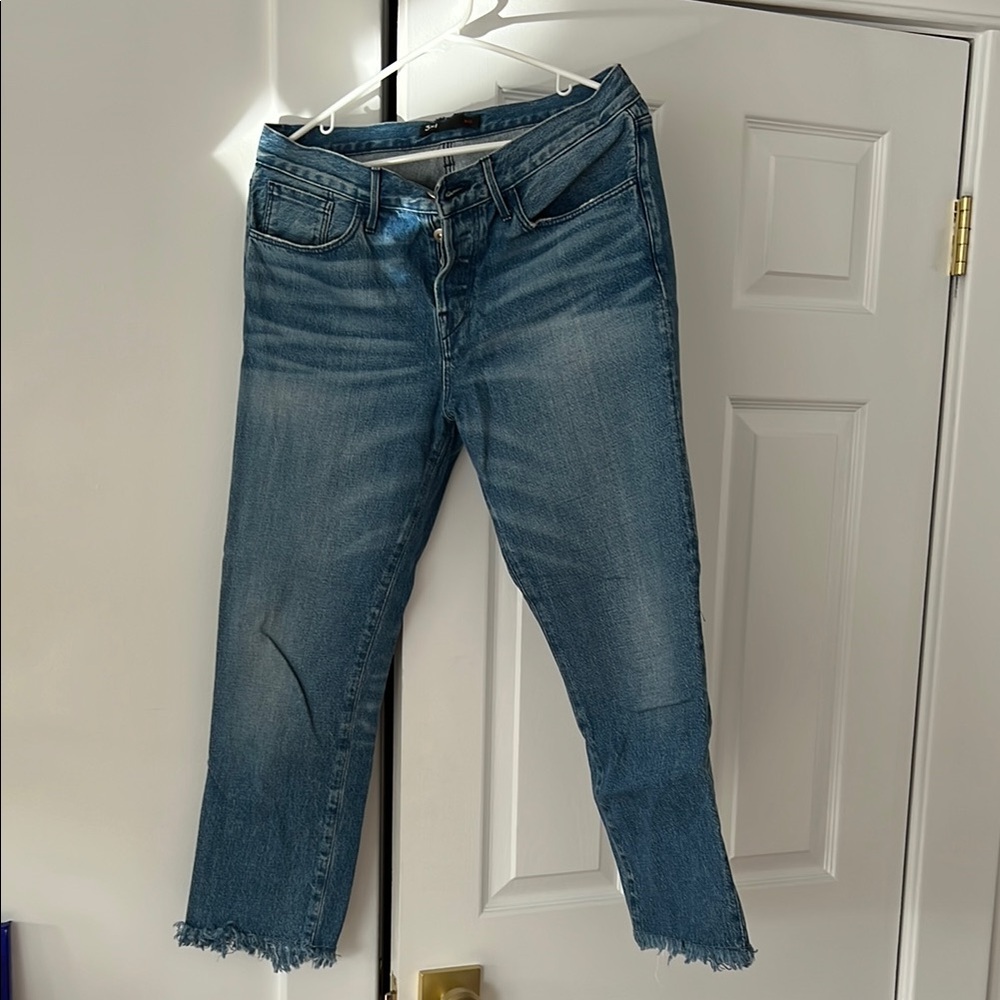 3x1 Blue Ankle Cropped Jeans with Raw Hem